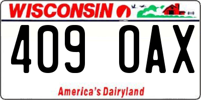 WI license plate 409OAX