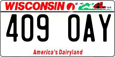 WI license plate 409OAY