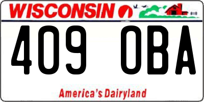 WI license plate 409OBA