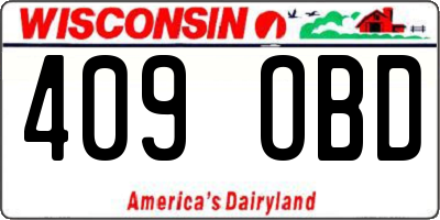WI license plate 409OBD