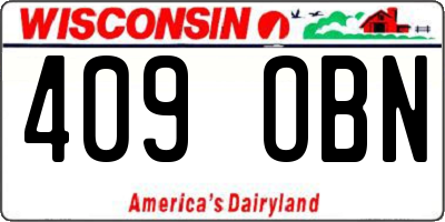 WI license plate 409OBN