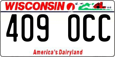 WI license plate 409OCC
