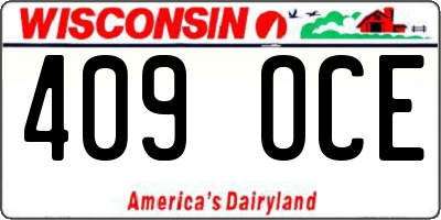 WI license plate 409OCE