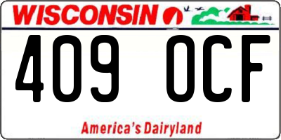 WI license plate 409OCF