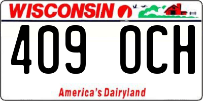 WI license plate 409OCH