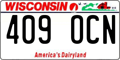 WI license plate 409OCN