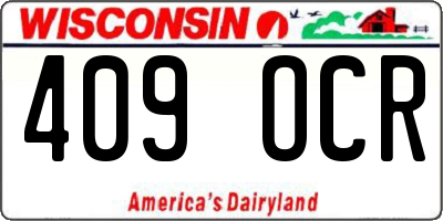 WI license plate 409OCR