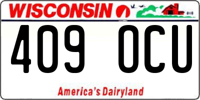 WI license plate 409OCU
