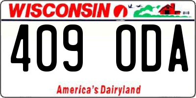 WI license plate 409ODA