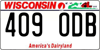 WI license plate 409ODB