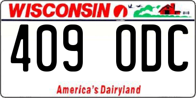 WI license plate 409ODC