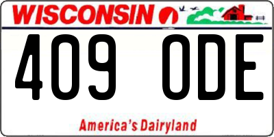 WI license plate 409ODE