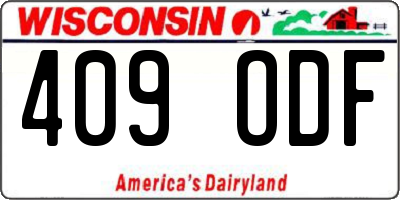 WI license plate 409ODF