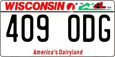 WI license plate 409ODG