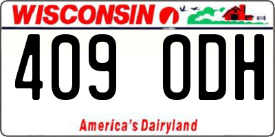 WI license plate 409ODH