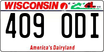 WI license plate 409ODI