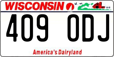 WI license plate 409ODJ