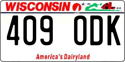 WI license plate 409ODK