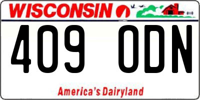 WI license plate 409ODN