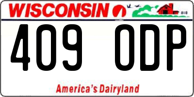 WI license plate 409ODP