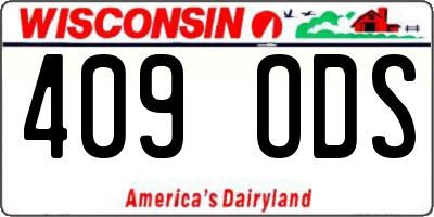 WI license plate 409ODS