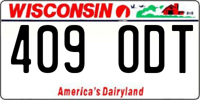 WI license plate 409ODT