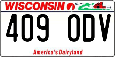WI license plate 409ODV