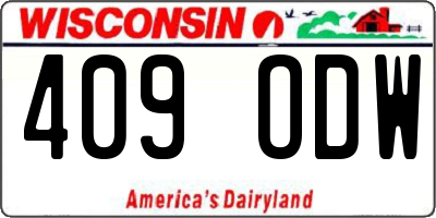 WI license plate 409ODW