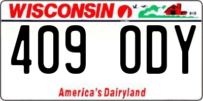 WI license plate 409ODY