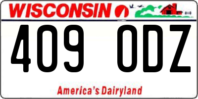 WI license plate 409ODZ