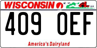 WI license plate 409OEF