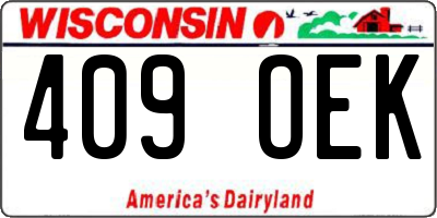 WI license plate 409OEK