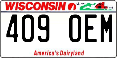 WI license plate 409OEM