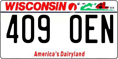 WI license plate 409OEN