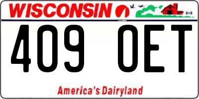 WI license plate 409OET