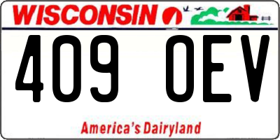 WI license plate 409OEV