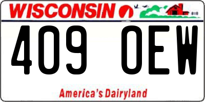 WI license plate 409OEW