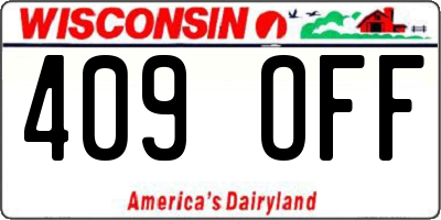 WI license plate 409OFF