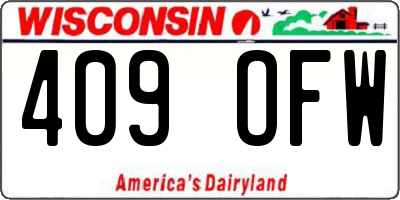 WI license plate 409OFW
