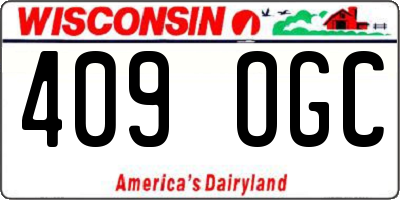 WI license plate 409OGC