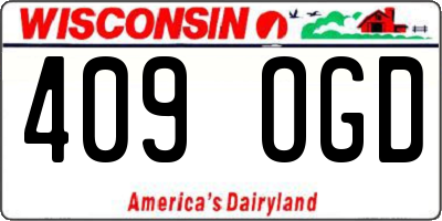 WI license plate 409OGD