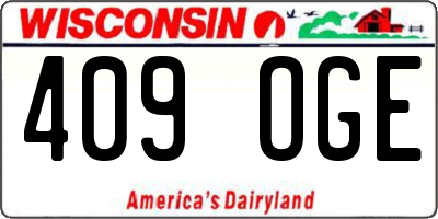 WI license plate 409OGE
