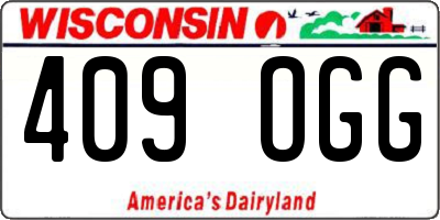 WI license plate 409OGG