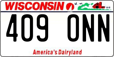 WI license plate 409ONN