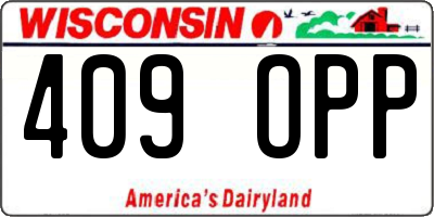WI license plate 409OPP