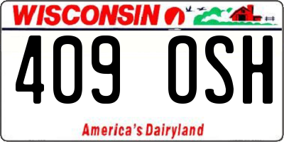 WI license plate 409OSH
