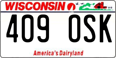 WI license plate 409OSK
