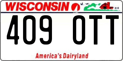 WI license plate 409OTT