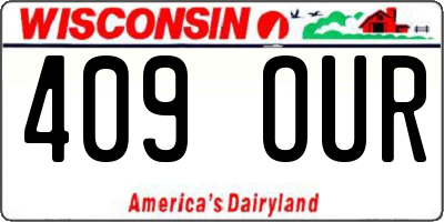WI license plate 409OUR