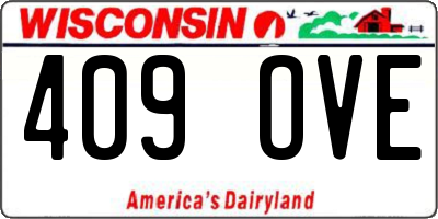 WI license plate 409OVE